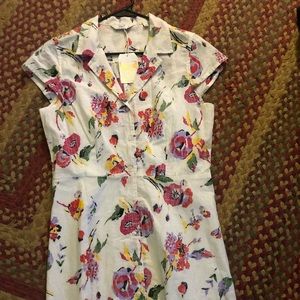 “Obey” floral cotton linen dress